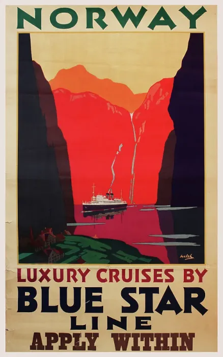 Framed Print : Poster, Blue Star Line Luxury Cruises to Norway Framed Print : Poster, Blue Star Line Luxury Cruises to Norway
