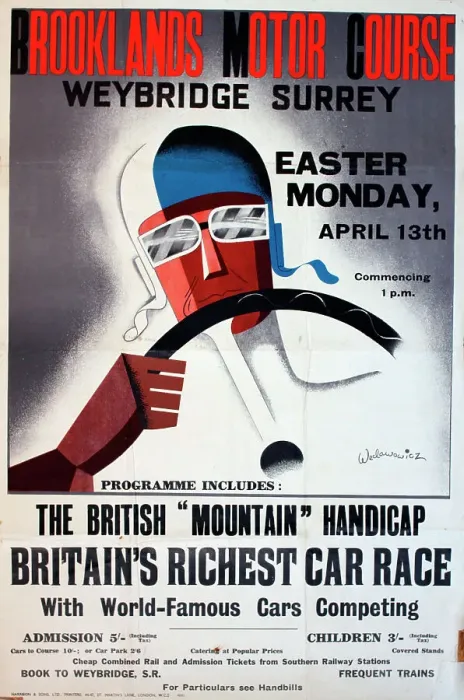 Framed Print : Poster, Brooklands Motor Course, Weybridge, Surrey, The British Mountain Handicap, Britain's Richest Car Race, Easter Monday, 13 April 1936. Date: 1936 Framed Print : Poster, Brooklands Motor Course, Weybridge, Surrey, The British Mountain Handicap, Britain's Richest Car Race, Easter Monday, 13 April 1936. Date: 1936