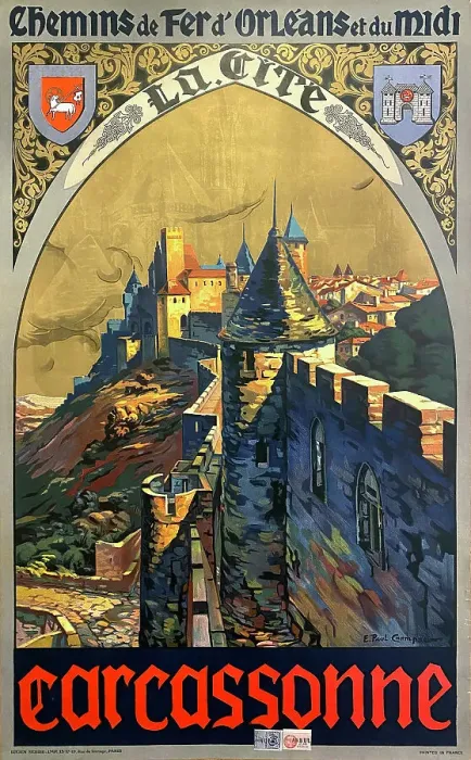 Framed Print : Poster, Carcassonne, France Framed Print : Poster, Carcassonne, France