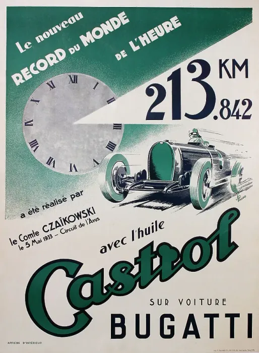Framed Print : Poster, Castrol oil, Bugatti car Framed Print : Poster, Castrol oil, Bugatti car