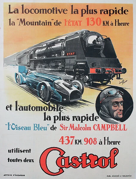 Poster, Castrol oil helps break speed record