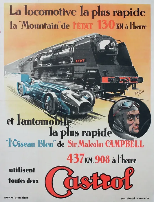 Framed Print : Poster, Castrol oil helps break speed record Framed Print : Poster, Castrol oil helps break speed record