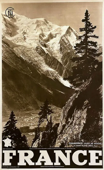 Framed Print : Poster, Chamonix and Mont Blanc, France Framed Print : Poster, Chamonix and Mont Blanc, France