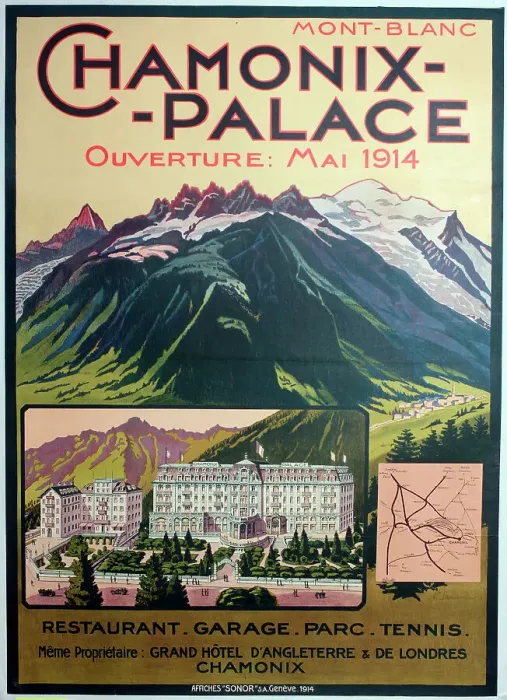 Framed Print : Poster, Chamonix Palace Hotel, Mont Blanc, France Framed Print : Poster, Chamonix Palace Hotel, Mont Blanc, France
