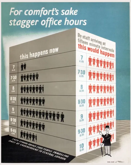 Framed Print : Poster, For comforts sake stagger office hours, WW2 Framed Print : Poster, For comforts sake stagger office hours, WW2