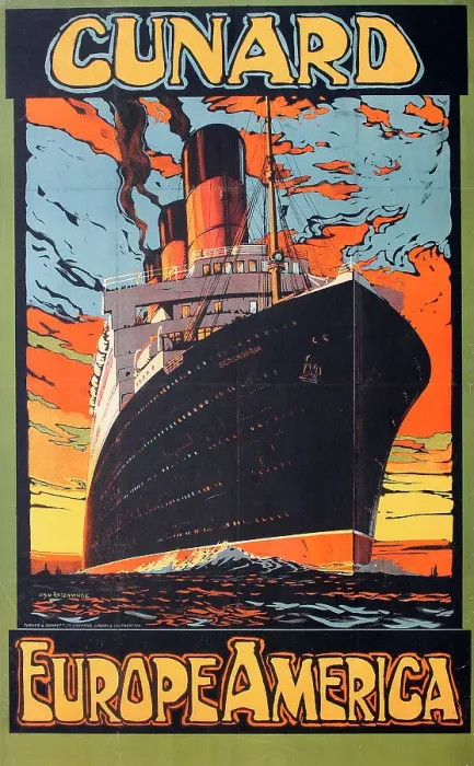 Framed Print : Poster, Cunard, Europe, America Framed Print : Poster, Cunard, Europe, America