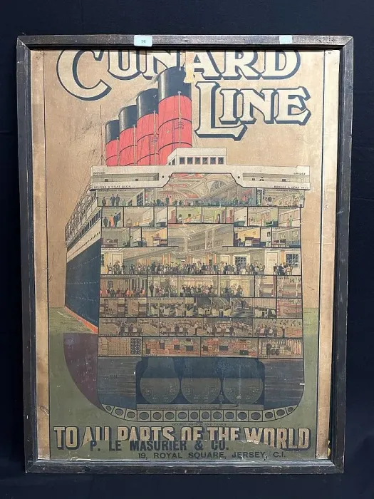Framed Print : Poster, Cunard Line, to all parts of the world Framed Print : Poster, Cunard Line, to all parts of the world