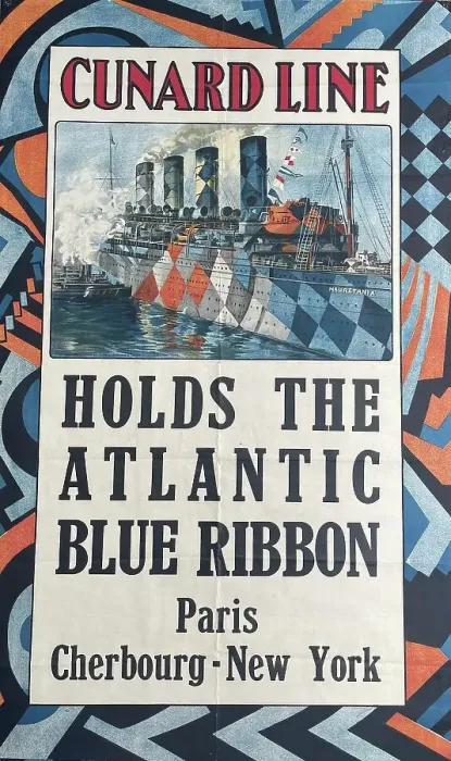 Framed Print : Poster, Cunard Line, Holds the Atlantic Blue Ribbon Framed Print : Poster, Cunard Line, Holds the Atlantic Blue Ribbon