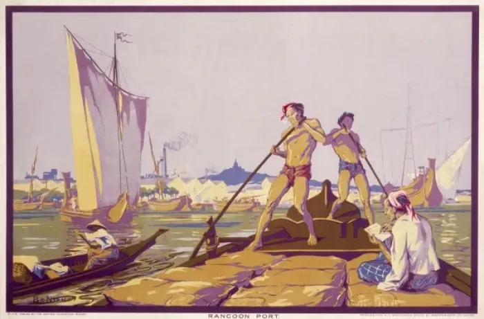 Framed Print : Poster depicting the port of Rangoon Framed Print : Poster depicting the port of Rangoon