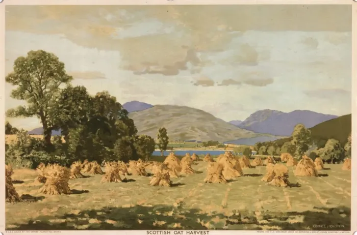 Framed Print : Poster depicting the Scottish oat harvest Framed Print : Poster depicting the Scottish oat harvest