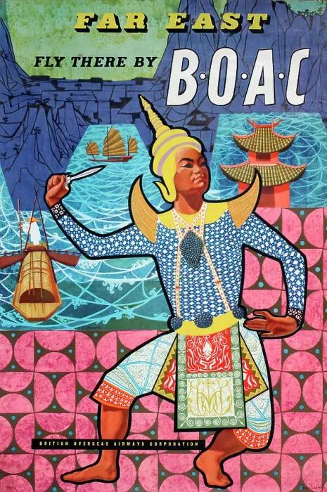 Framed Print : Poster, Far East, fly there by BOAC Framed Print : Poster, Far East, fly there by BOAC