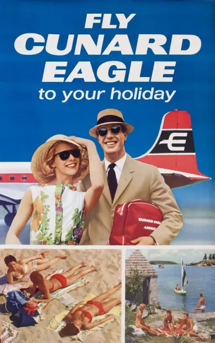 Framed Print : Poster, Fly Cunard Eagle to your holiday Framed Print : Poster, Fly Cunard Eagle to your holiday