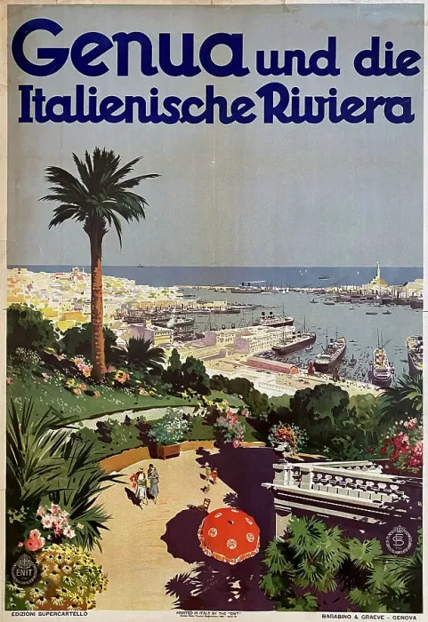 Framed Print : Poster, Genoa and the Italian Riviera Framed Print : Poster, Genoa and the Italian Riviera
