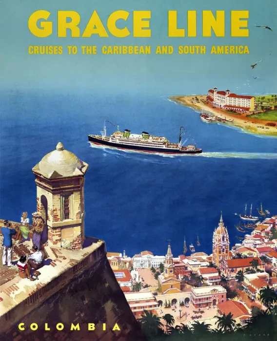 Framed Print : Poster, Grace Line to the Caribbean and South America Framed Print : Poster, Grace Line to the Caribbean and South America