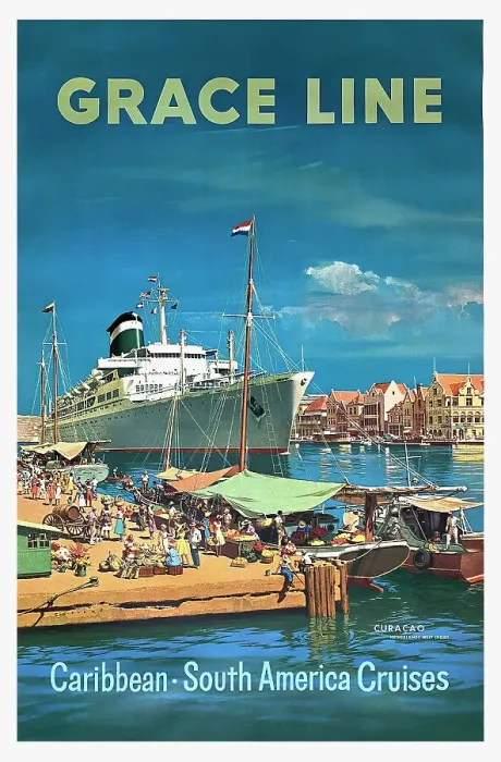 Framed Print : Poster, Grace Line, Caribbean and South American Cruises Framed Print : Poster, Grace Line, Caribbean and South American Cruises