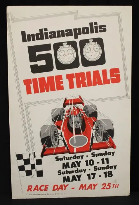 Framed Print : Poster, Indianapolis 500 Time Trials, May 1975 Framed Print : Poster, Indianapolis 500 Time Trials, May 1975