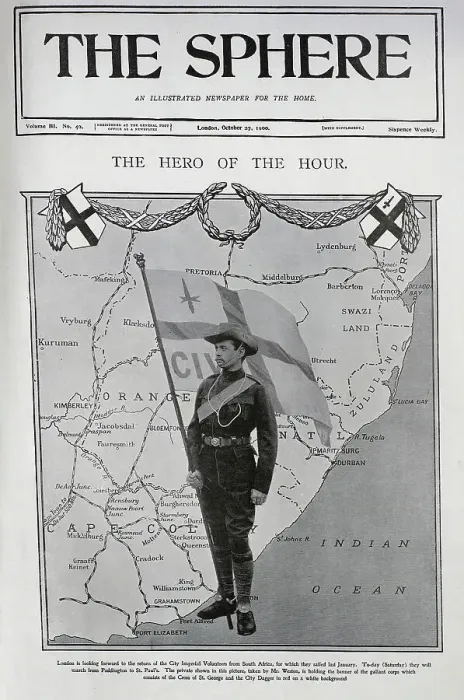 Framed Print : Poster marking returning soldiers from the Boer war Framed Print : Poster marking returning soldiers from the Boer war