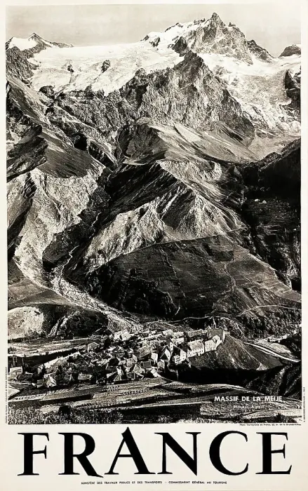 Framed Print : Poster, Massif de la Meije, French Alps Framed Print : Poster, Massif de la Meije, French Alps