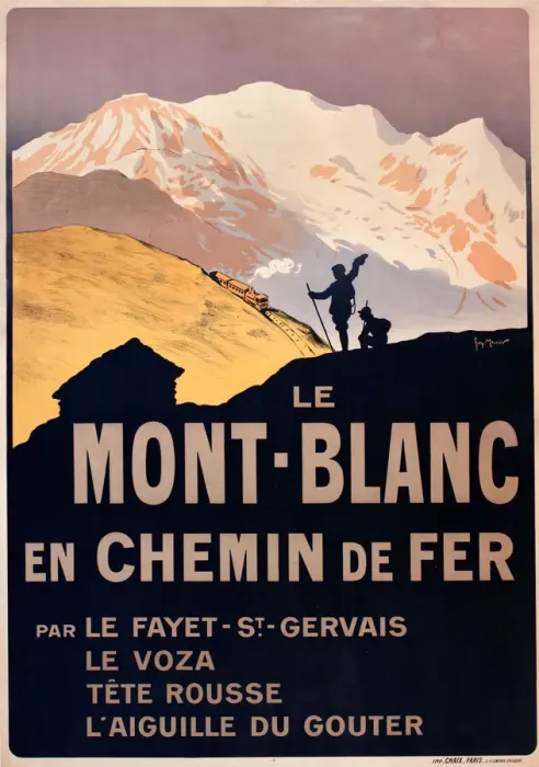 Framed Print : Poster, Mont Blanc by railway Framed Print : Poster, Mont Blanc by railway