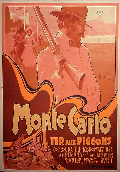 Poster, Monte Carlo, Pigeon Shooting