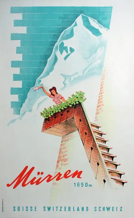 Framed Print : Poster, Murren, Switzerland Framed Print : Poster, Murren, Switzerland