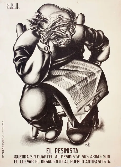 Framed Print : Poster, The Pessimist, Spanish Civil War Framed Print : Poster, The Pessimist, Spanish Civil War