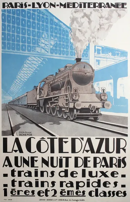Framed Print : Poster, PLM railway route to the Cote d'Azur, France Framed Print : Poster, PLM railway route to the Cote d'Azur, France