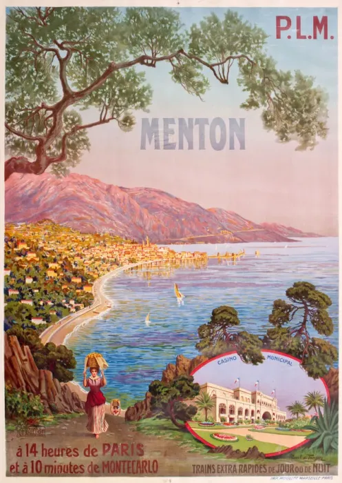 Framed Print : Poster, PLM train service to Menton, France Framed Print : Poster, PLM train service to Menton, France