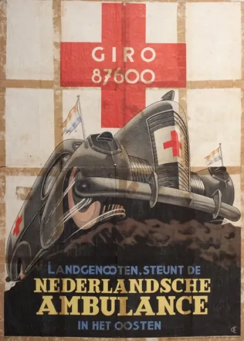 Framed Print : Poster, Red Cross ambulance Framed Print : Poster, Red Cross ambulance