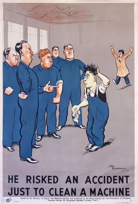 Framed Print : Poster, He risked an accident just to clean a machine Framed Print : Poster, He risked an accident just to clean a machine