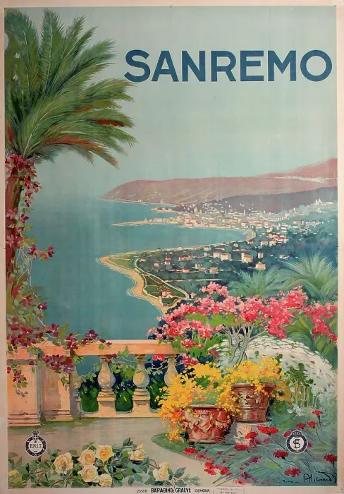 Framed Print : Poster, Sanremo, Italy Framed Print : Poster, Sanremo, Italy