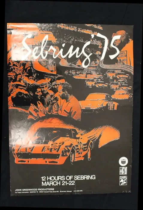 Framed Print : Poster, Sebring 12 hour race, 21-22 March 1975 Framed Print : Poster, Sebring 12 hour race, 21-22 March 1975