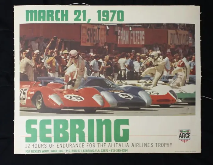 Framed Print : Poster, Sebring 12 hour race, 21 March 1970 Framed Print : Poster, Sebring 12 hour race, 21 March 1970