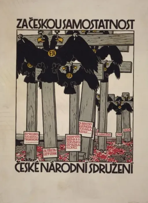 Framed Print : Poster showing doubled-headed imperial eagles nailed to cros