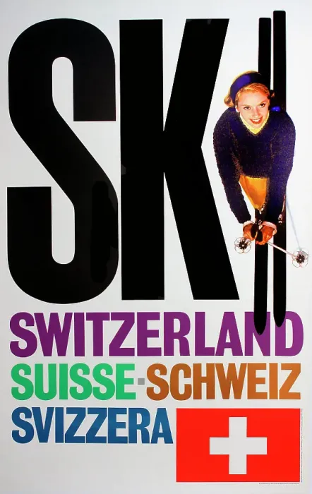 Framed Print : Poster, Ski Switzerland Framed Print : Poster, Ski Switzerland