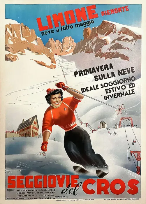 Framed Print : Poster, Skiing in the Italian Alps Framed Print : Poster, Skiing in the Italian Alps