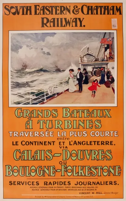Framed Print : Poster, South Eastern & Chatham Railway, ferry crossings Framed Print : Poster, South Eastern & Chatham Railway, ferry crossings