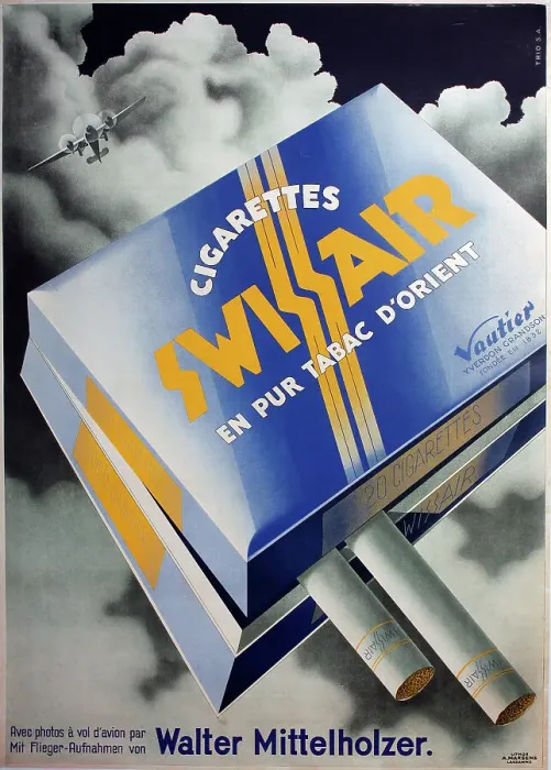 Framed Print : Poster, Swissair cigarettes, Walter Mittelholzer Framed Print : Poster, Swissair cigarettes, Walter Mittelholzer