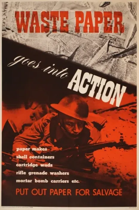 Framed Print : Poster: Waste Paper goes into Action Framed Print : Poster: Waste Paper goes into Action