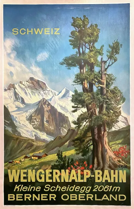 Framed Print : Poster, Wengernalp Railway, Berne, Switzerland Framed Print : Poster, Wengernalp Railway, Berne, Switzerland
