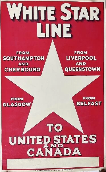 Poster, White Star Line to United States and Canada