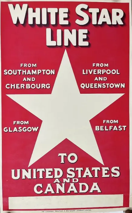 Framed Print : Poster, White Star Line to United States and Canada Framed Print : Poster, White Star Line to United States and Canada