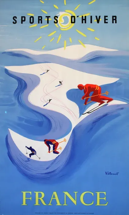 Framed Print : Poster, Winter Sports, France Framed Print : Poster, Winter Sports, France