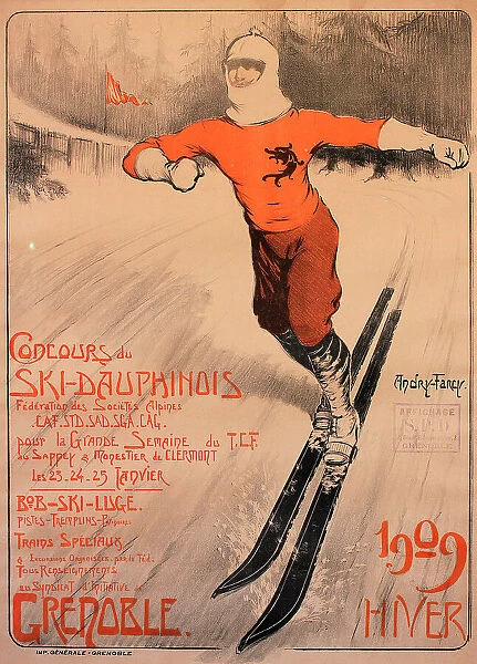 Poster, Winter Sports, Ski-Dauphinois