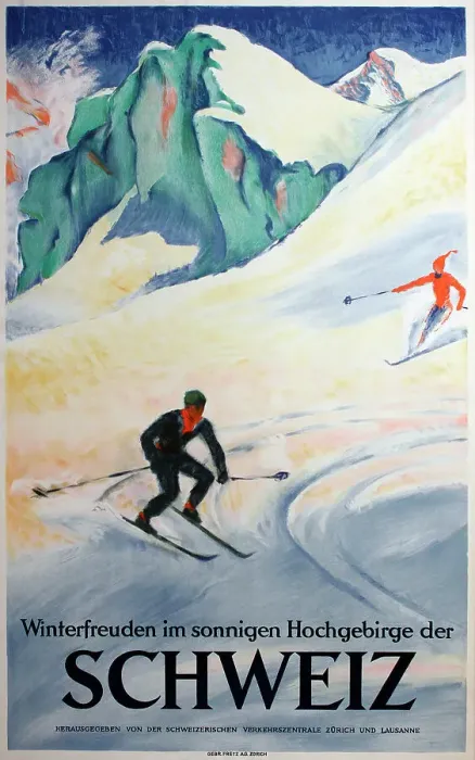 Framed Print : Poster, winter sports in the Swiss Alps Framed Print : Poster, winter sports in the Swiss Alps