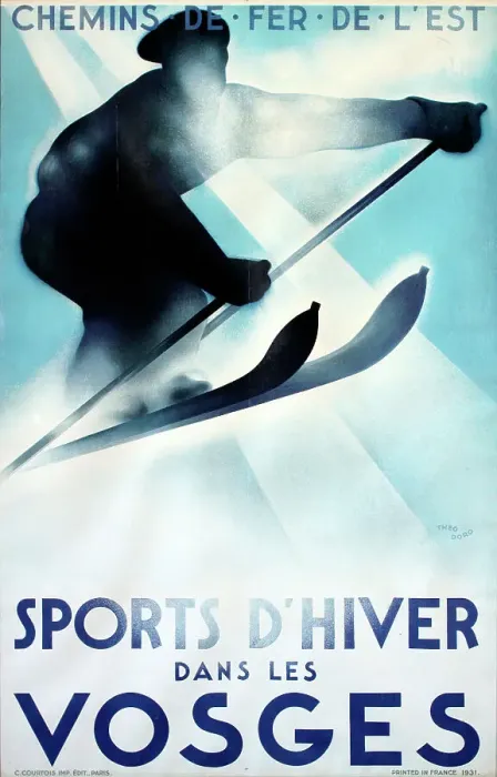 Framed Print : Poster, Winter Sports in Vosges, France Framed Print : Poster, Winter Sports in Vosges, France