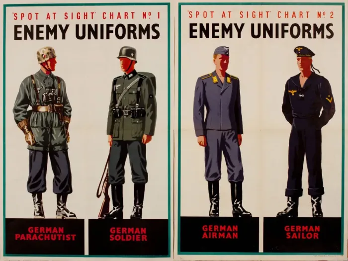 Framed Print : Two posters, Spot at Sight, Enemy Uniforms, WW2 Framed Print : Two posters, Spot at Sight, Enemy Uniforms, WW2