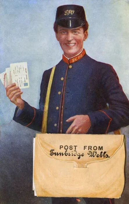 Framed Print : Postman with post from Tunbridge Wells, Kent Framed Print : Postman with post from Tunbridge Wells, Kent