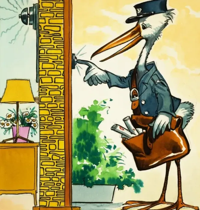 Framed Print : Postman stork rings the bell Framed Print : Postman stork rings the bell