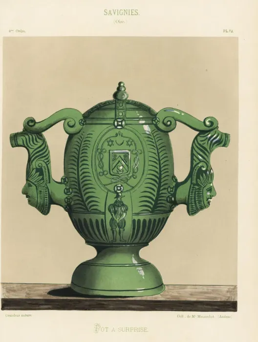 Framed Print : Pot a surprise or puzzle jug from Savignies, Oise, France Framed Print : Pot a surprise or puzzle jug from Savignies, Oise, France
